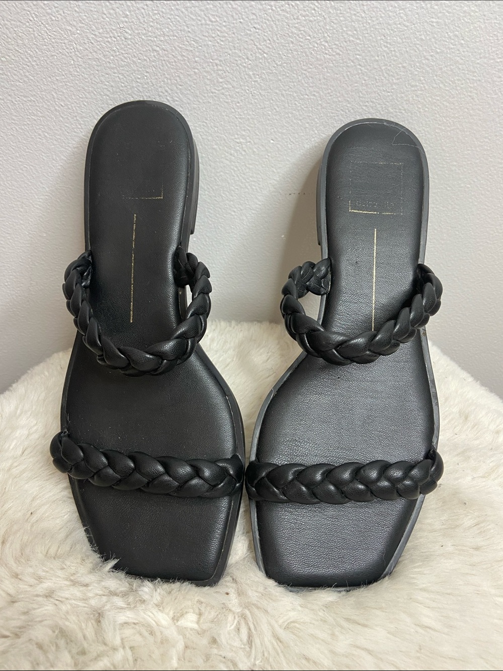 Dolce Vita Black Braided Double-Strap Slide Sandals